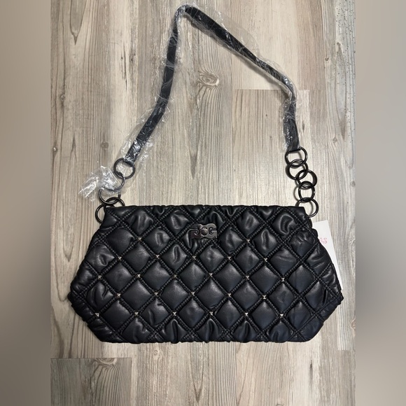 Gilda Paris NWT Black quilted Vegan Leather Shoulder Bag, Crossbody, Clutch - Picture 1 of 8